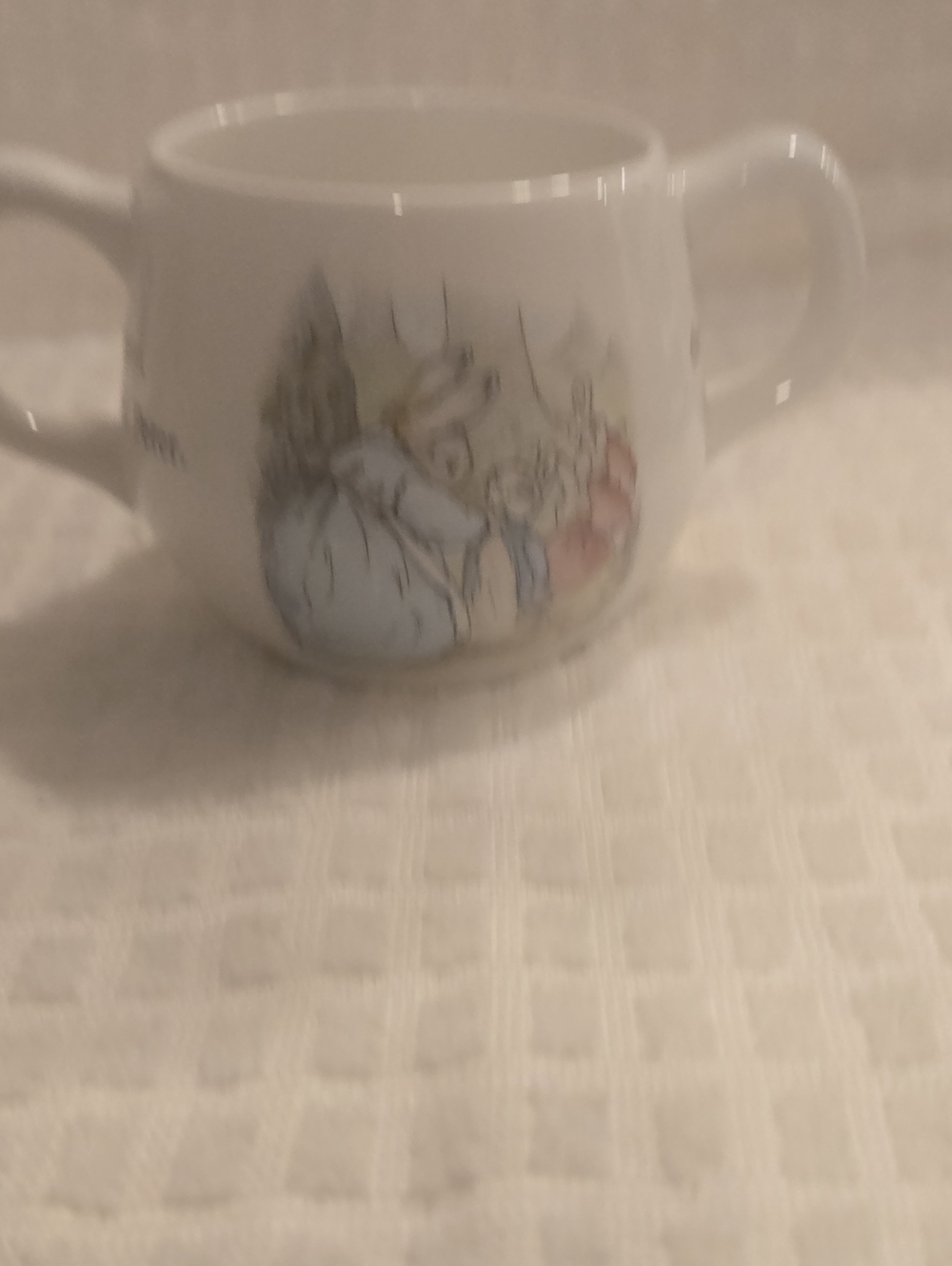 Vintage English Wedgwood Beatrix Potter Peter Rabbit Double Handled Childโs Mug
